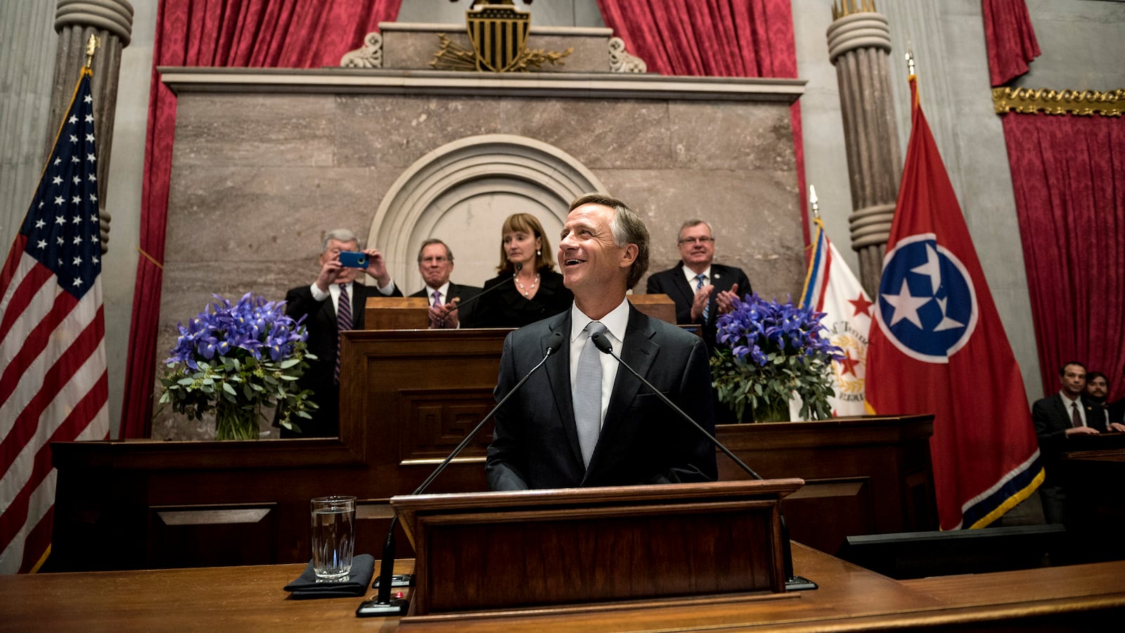 Gov. Bill Haslam prepares to deliver his 2018 State of the State address Monday evening during a joint session of the Tennessee General Assembly in Nashville. It was Haslam's final address to lawmakers and kicked off his last year as governor.