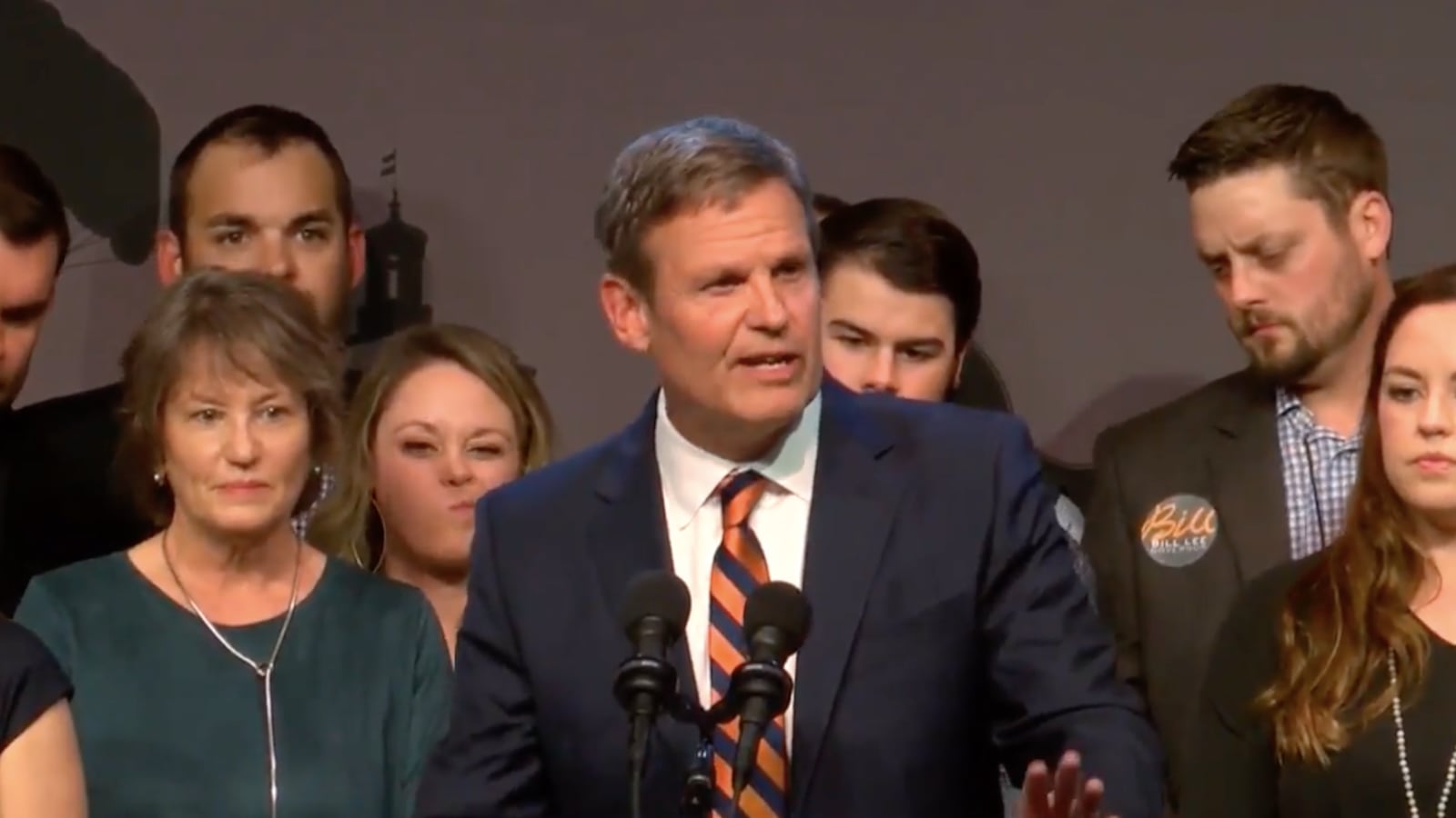 Republican Bill Lee delivers his victory speech in Franklin after defeating Democrat Karl Dean in Tennessee's race for governor.