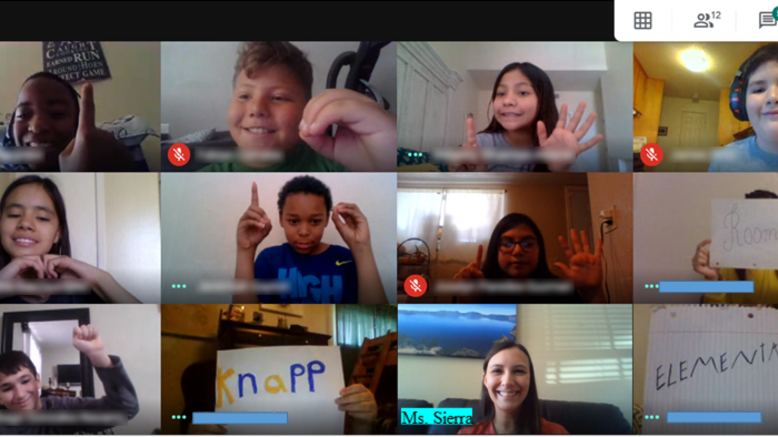 Students at Denver's Knapp Elementary participate in a video call.