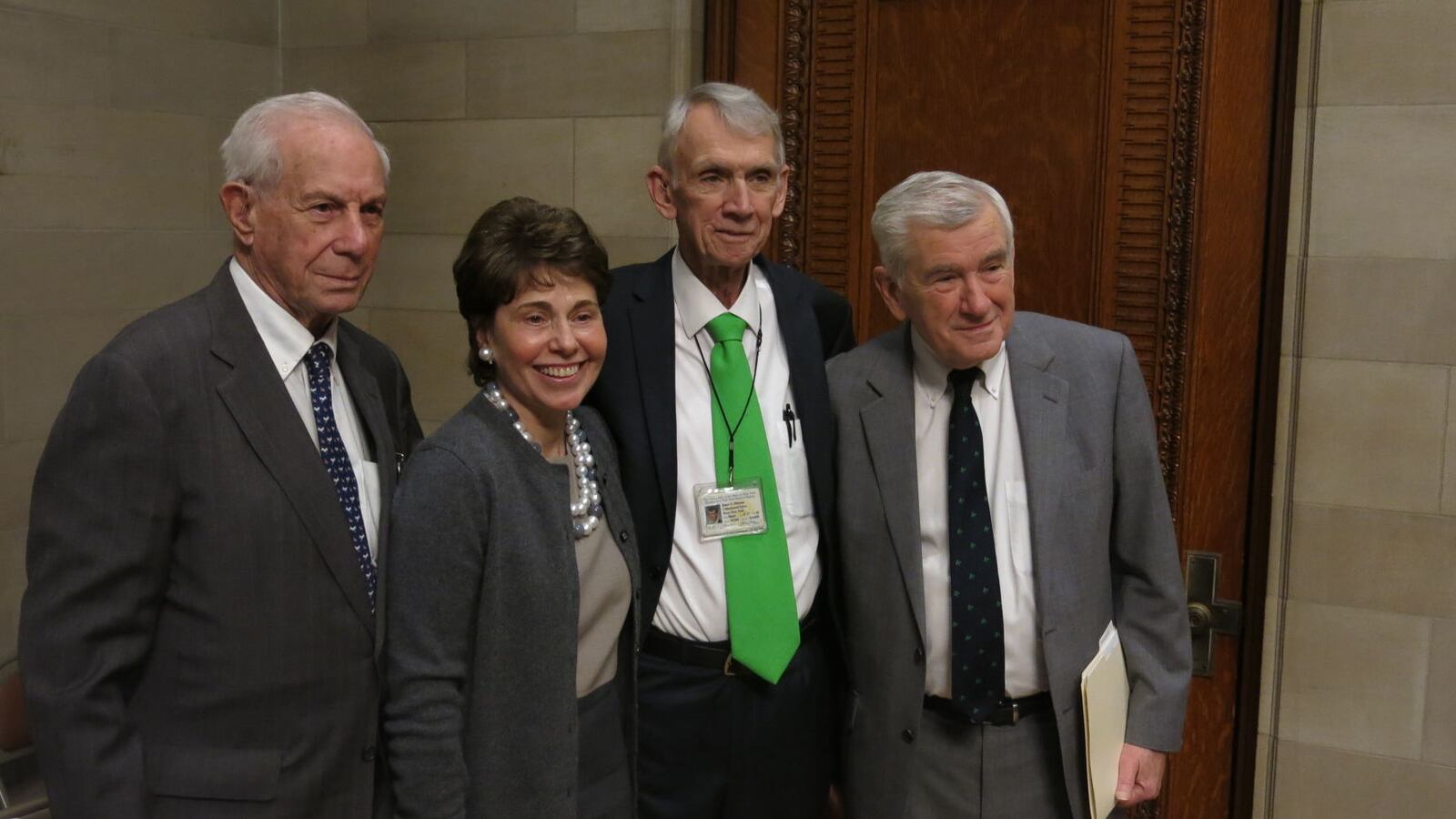 Regents Chancellor Merryl Tisch poses with outgoing Regents members after a contended appointment process ushered in new members critical of Tisch's agenda. Tisch said she plans to step down from the board next year.