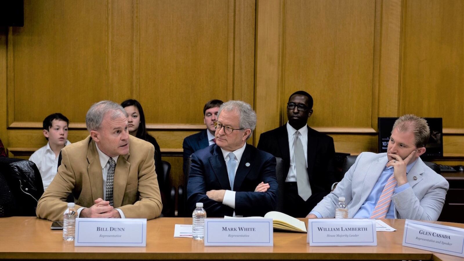 From left: Speaker Pro Tempore Bill Dunn, Rep. Mark White of Memphis, and House Majority Leader William Lamberth are all Republican leaders who worked actively for the governor’s voucher bill.