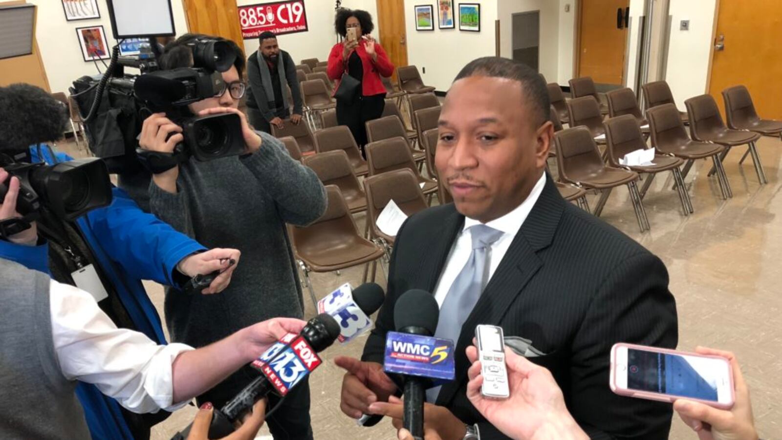 Joris Ray, center, was appointed interim superintendent for Shelby County Schools.