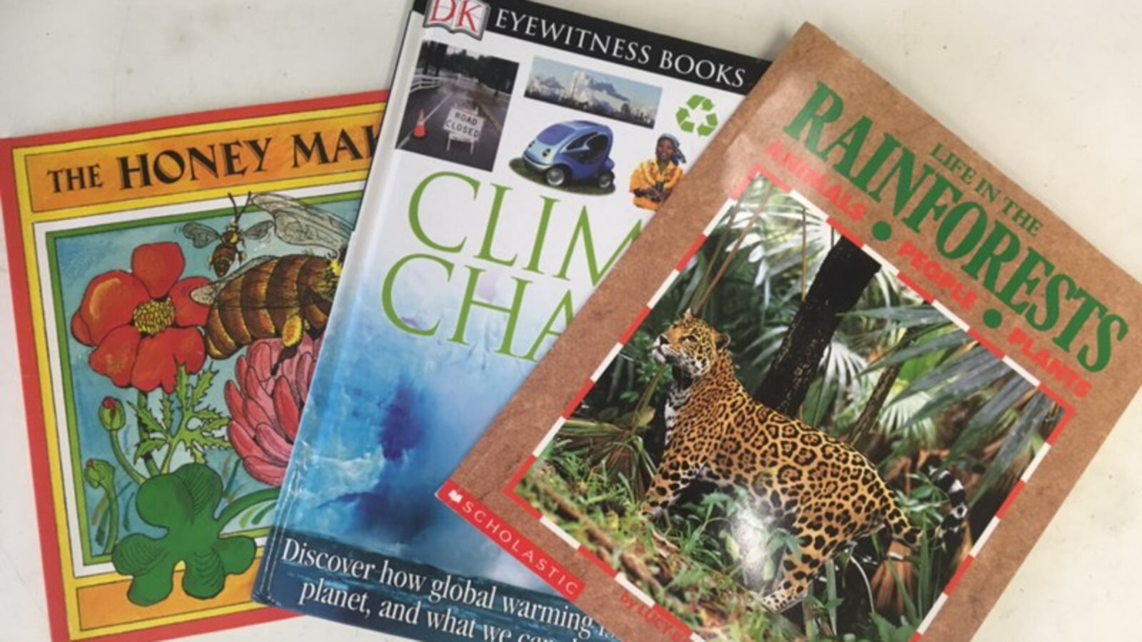 Books from Liat Olenick's science classroom.