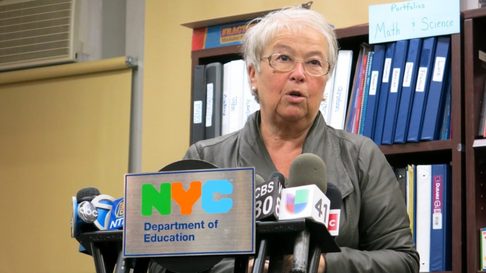 Carmen Fariña at the Bronx’s M.S. 223, which she visited on her first school day as chancellor. There she said she supported the Common Core standards, but that teachers need more support.