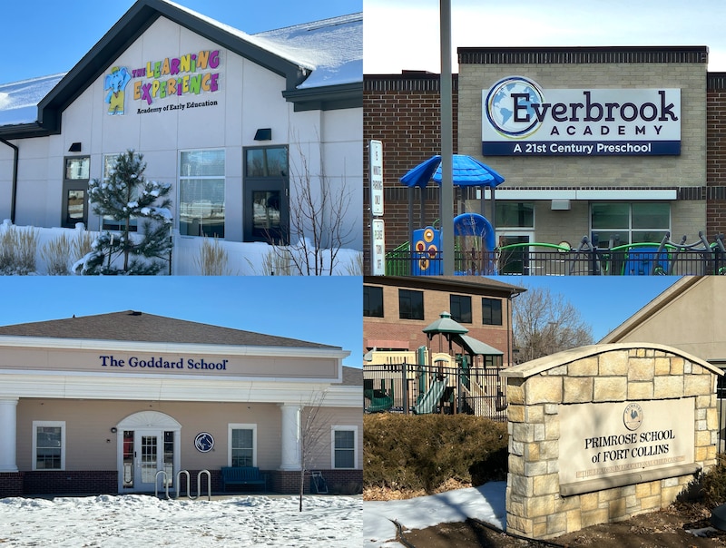 Four images of buildings in a grid.