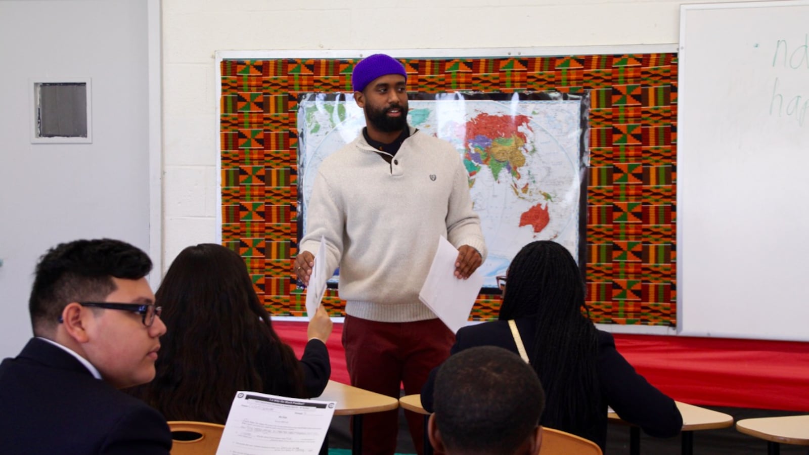 Torian Black, 30, teaches African-American history at Freedom Preparatory Academy in Memphis.