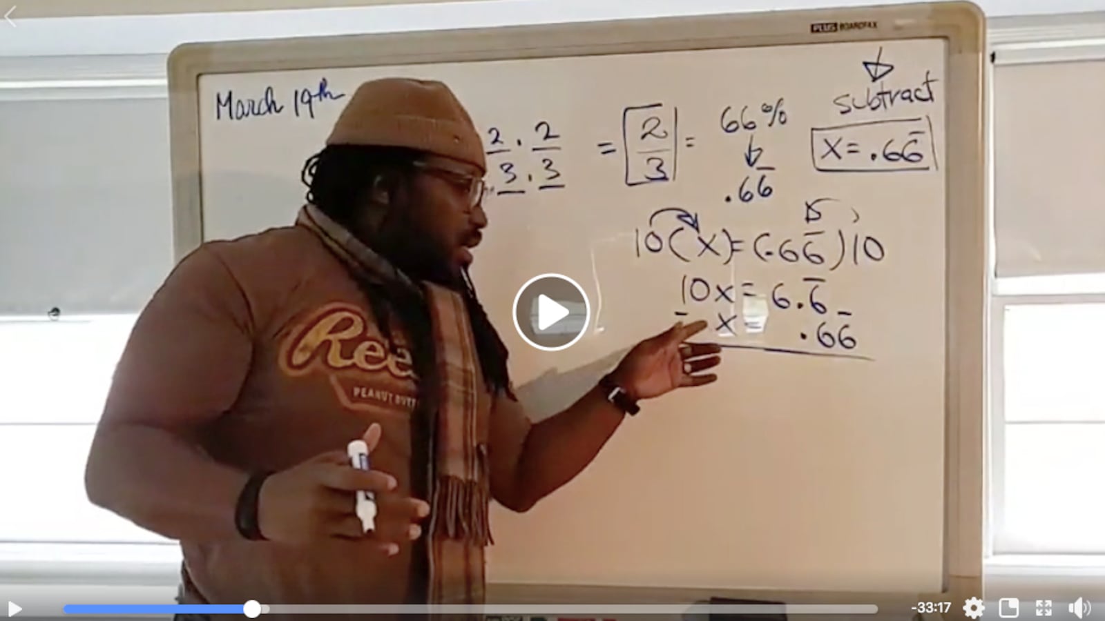 Michael Dixon, a math coach at Ivy Hill Elementary, live-streamed lessons on Facebook Thursday for students who have been forced to stay home due to the pandemic.