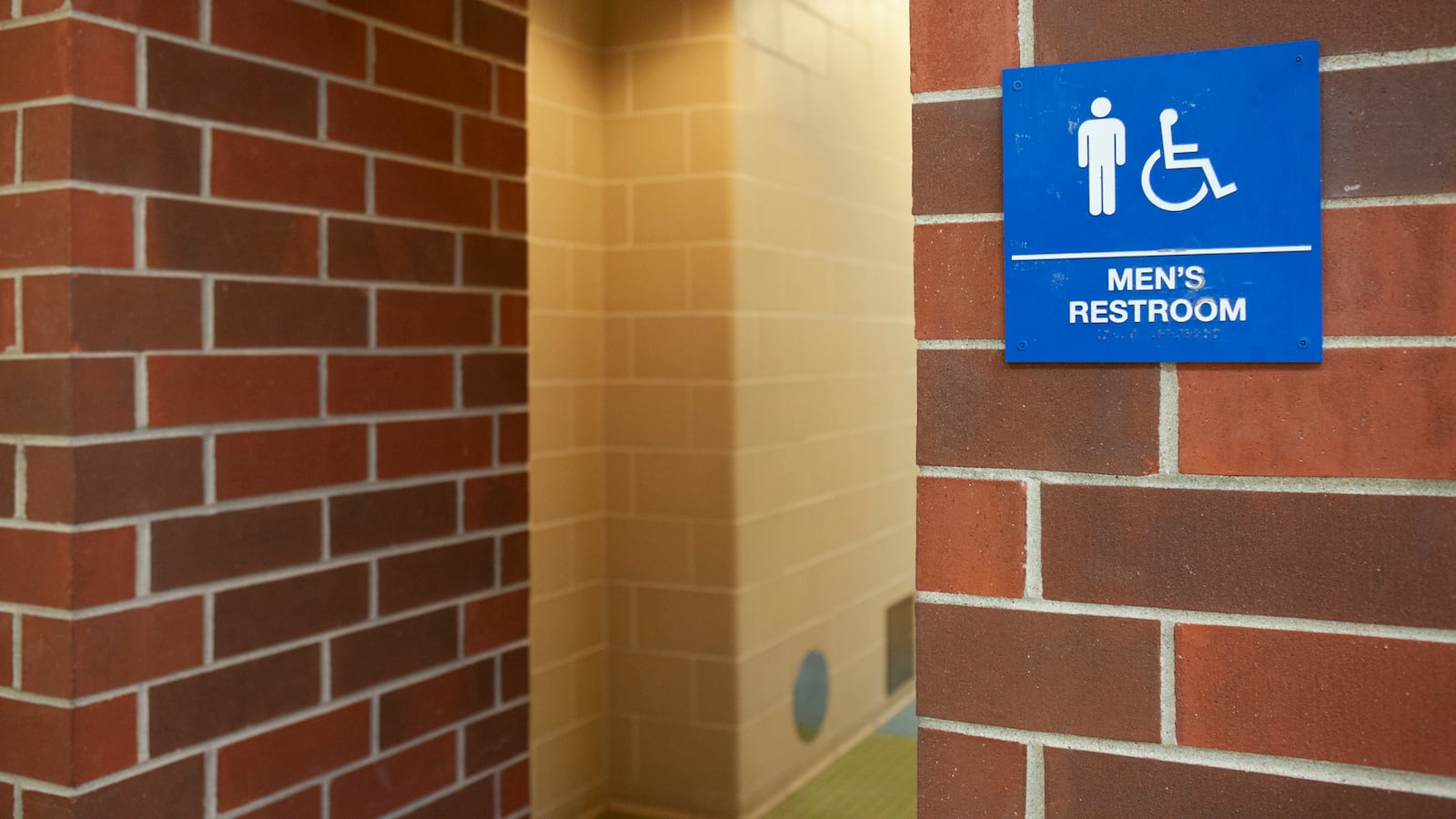 Entrance to a men's bathroom at North-Grand High School in Chicago.