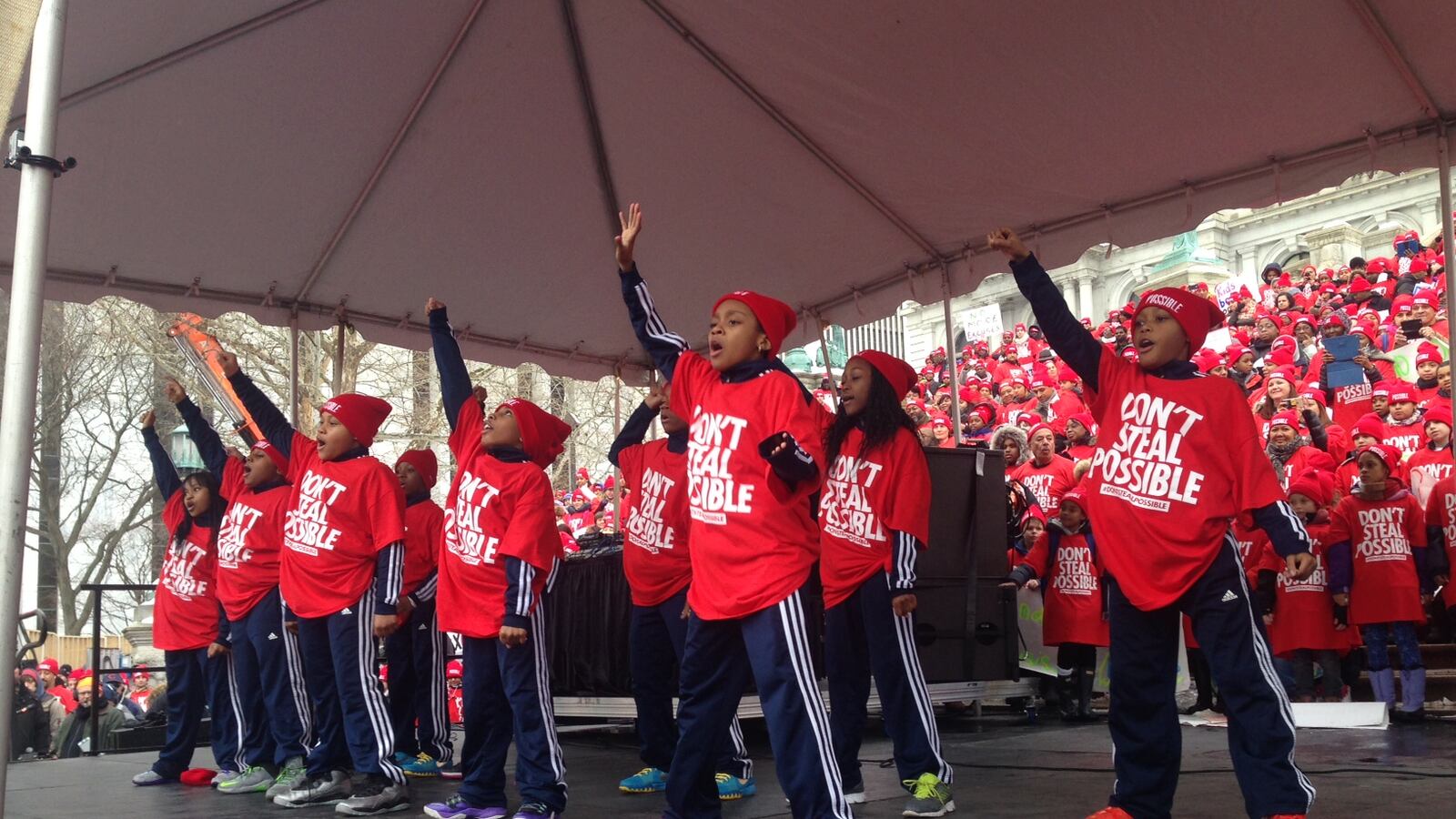 Charter-school students perform at a rally in Albany in 2015.