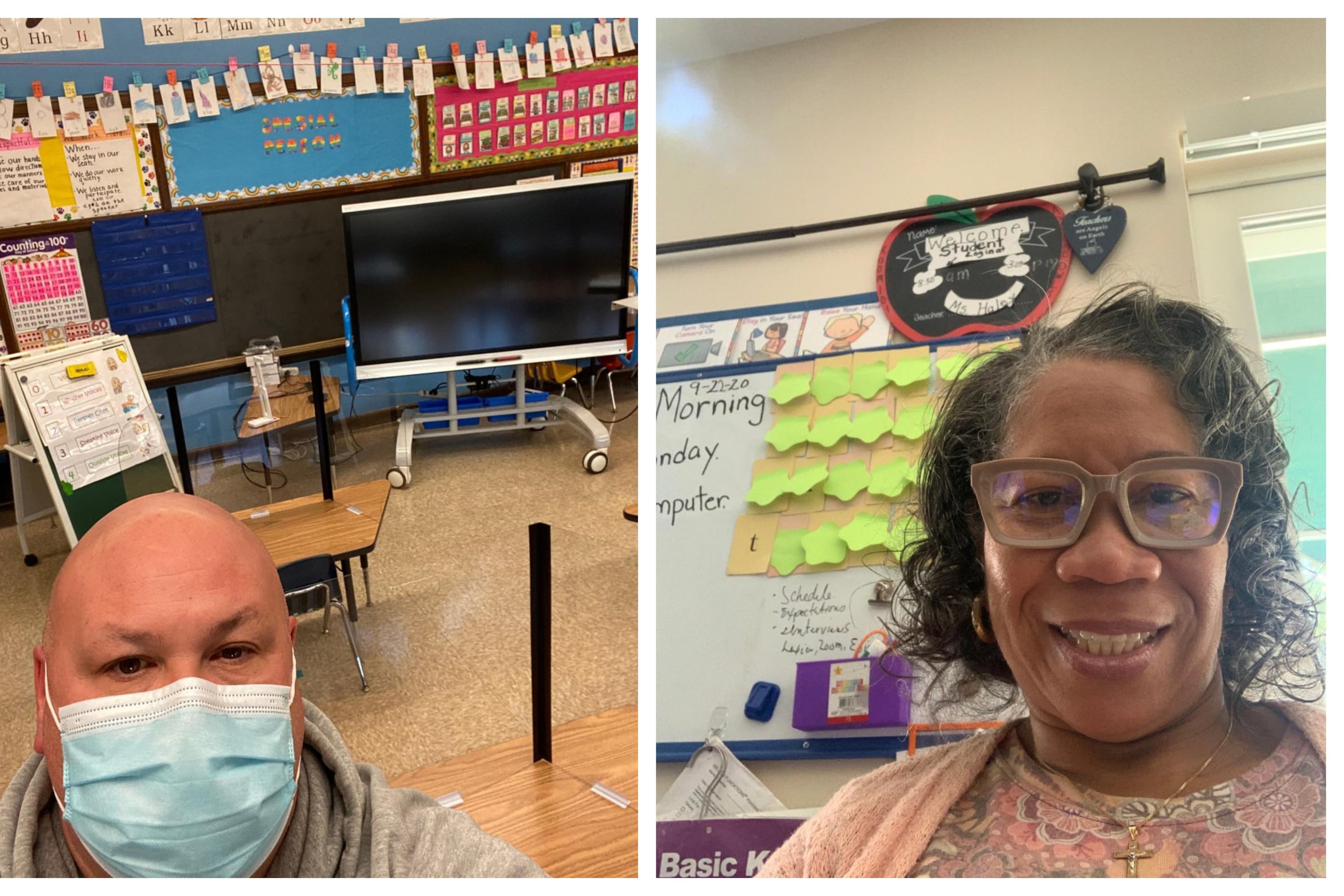 Dan DiMartino (left) is a kindergarten teacher at Shawmont Elementary in Roxborough. Valerie Haley (right) is a kindergarten teacher at William Rowen Elementary School in West Oak Lane.