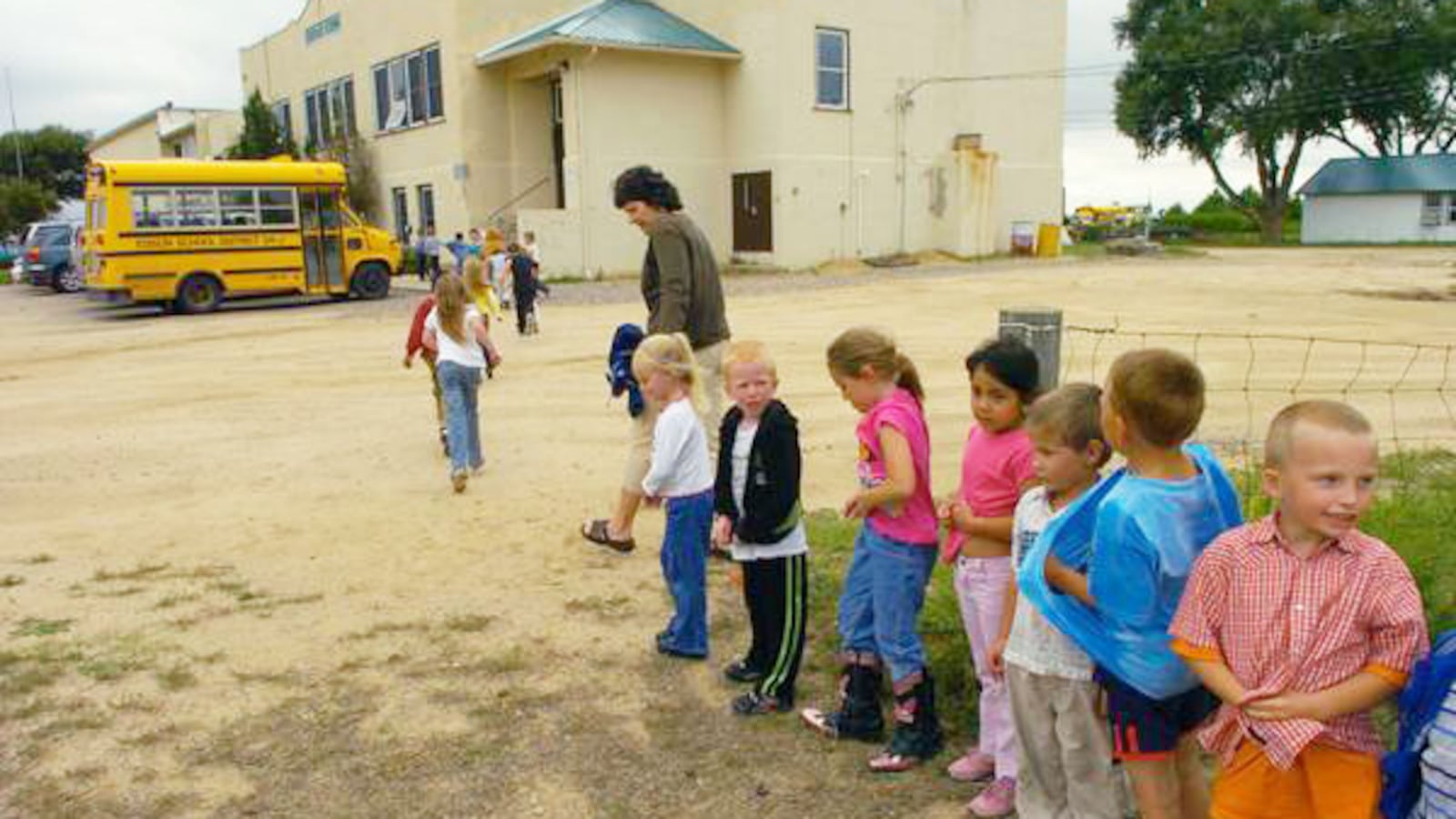 In this 2007 photo, Edison School kindergarteners head back to class in their 1922 school building (Photo by Karl Gehring/The Denver Post)