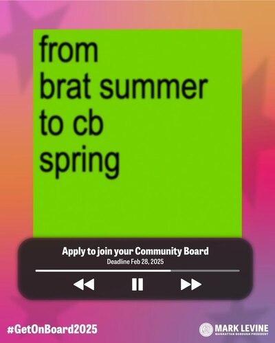 A bright green sign saying, "from brat summer to cb spring."