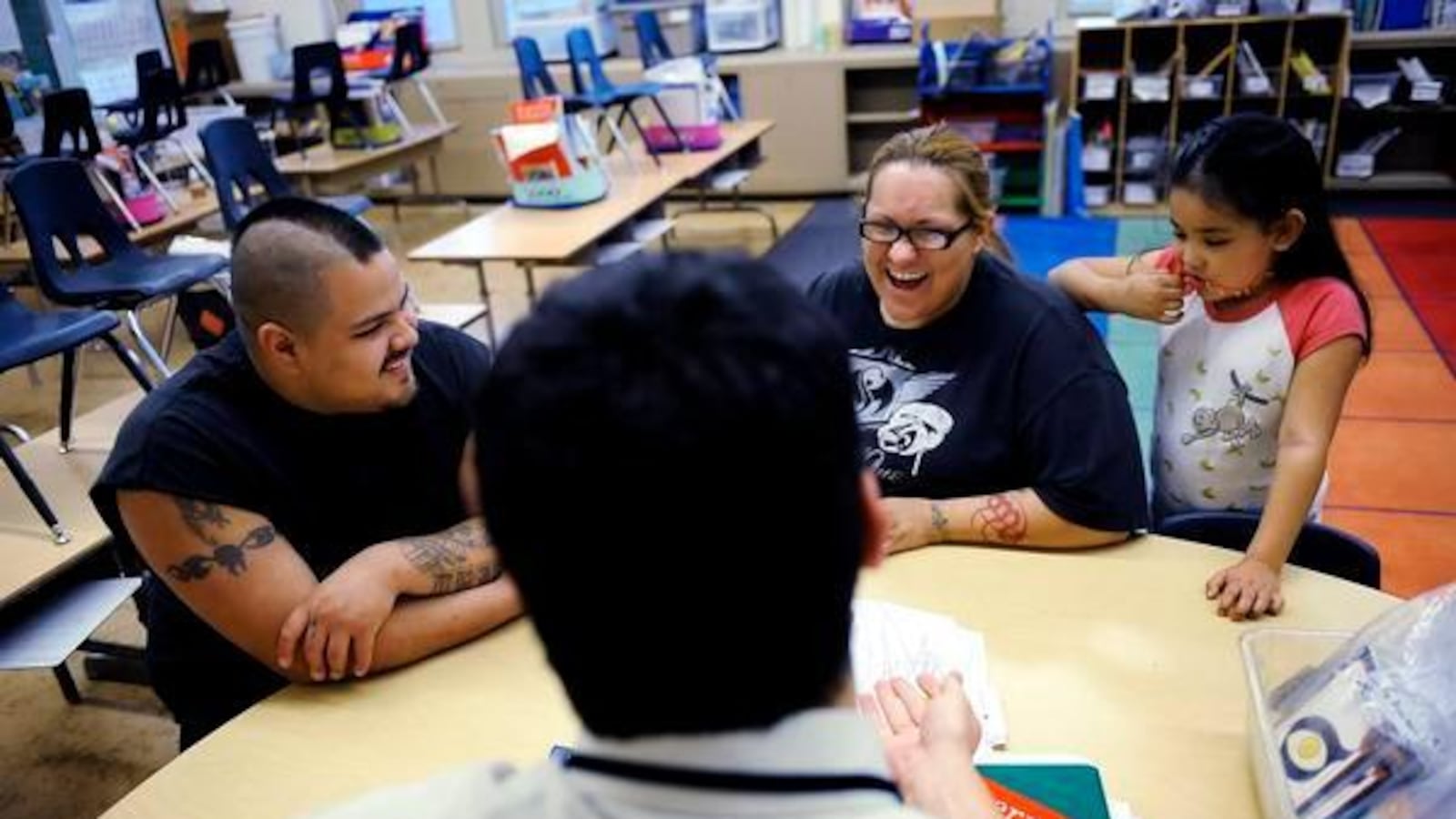 Joshua Montoya and Tina Chavez attend a parent-teacher conference for her daughter, Sofia, at Fairview Elementary in 2010.