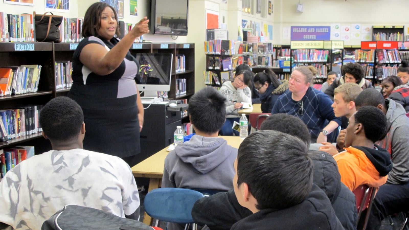 Candis Tolliver from the New York Civil Liberties Union spoke with students at East Side Community School in 2014 about how to interact with the police.