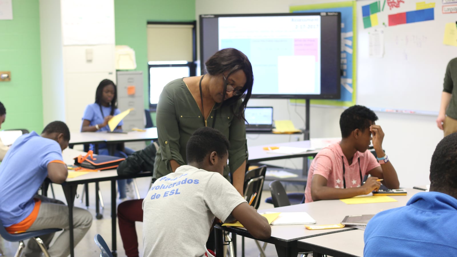 Charlotte Uwimbabazi is a bilingual assistant at the Indianapolis Public Schools newcomer program.