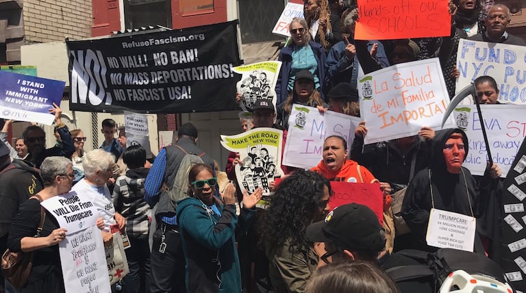 Protesters denounce Paul Ryan’s visit to a Success Academy school in Harlem