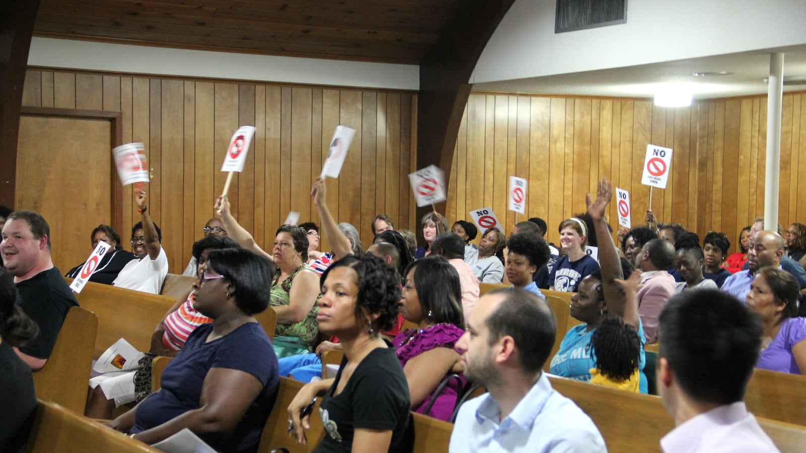 Parents and community members attend a Sept. 17 meeting to discuss the future of Sheffield Elementary and Kirby Middle schools in Memphis.