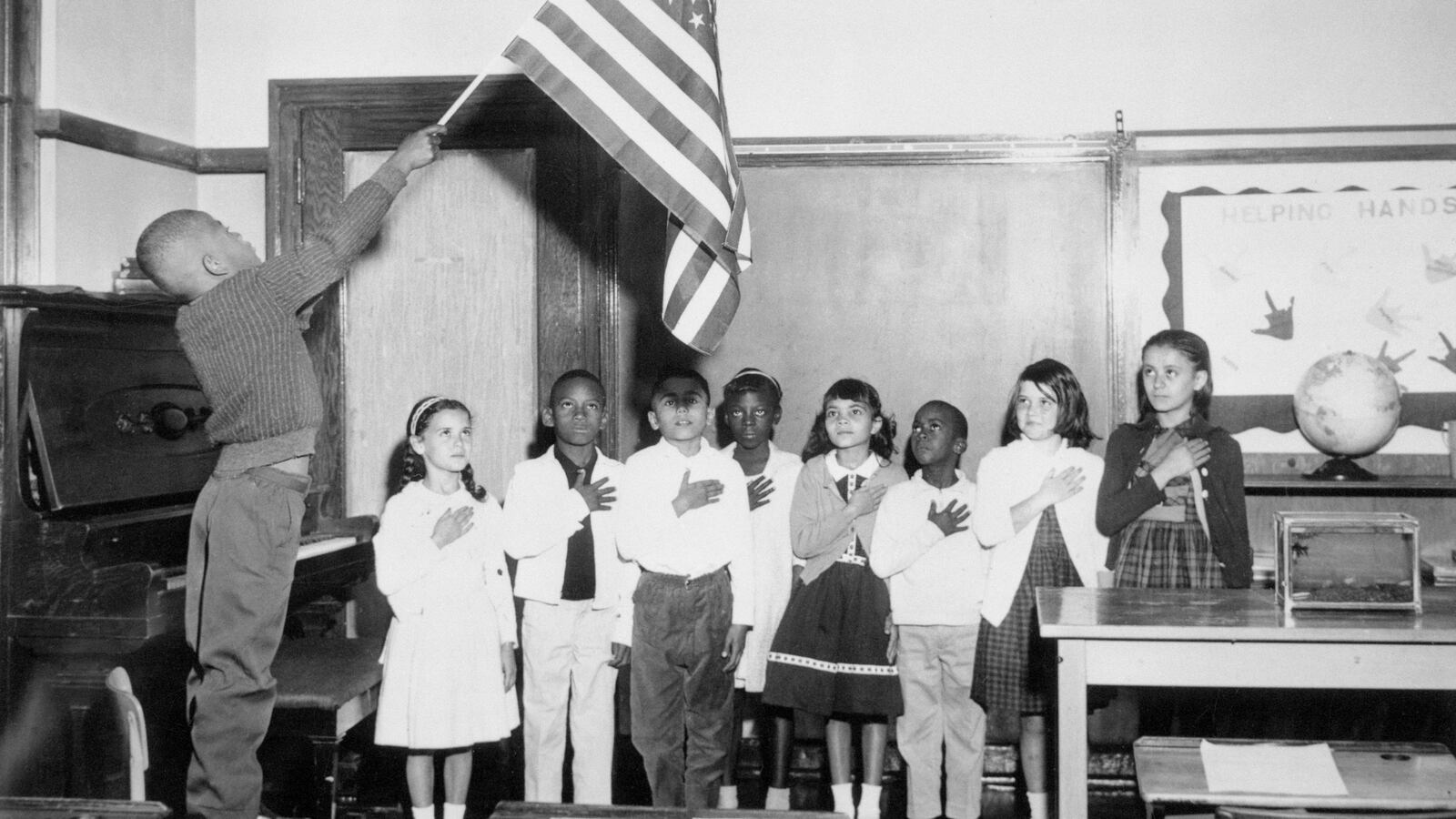 A third grade class recites the "Pledge of Allegiance" at Franklin Elementary School, which is now Franklin Fine Arts Academy, in September 1963