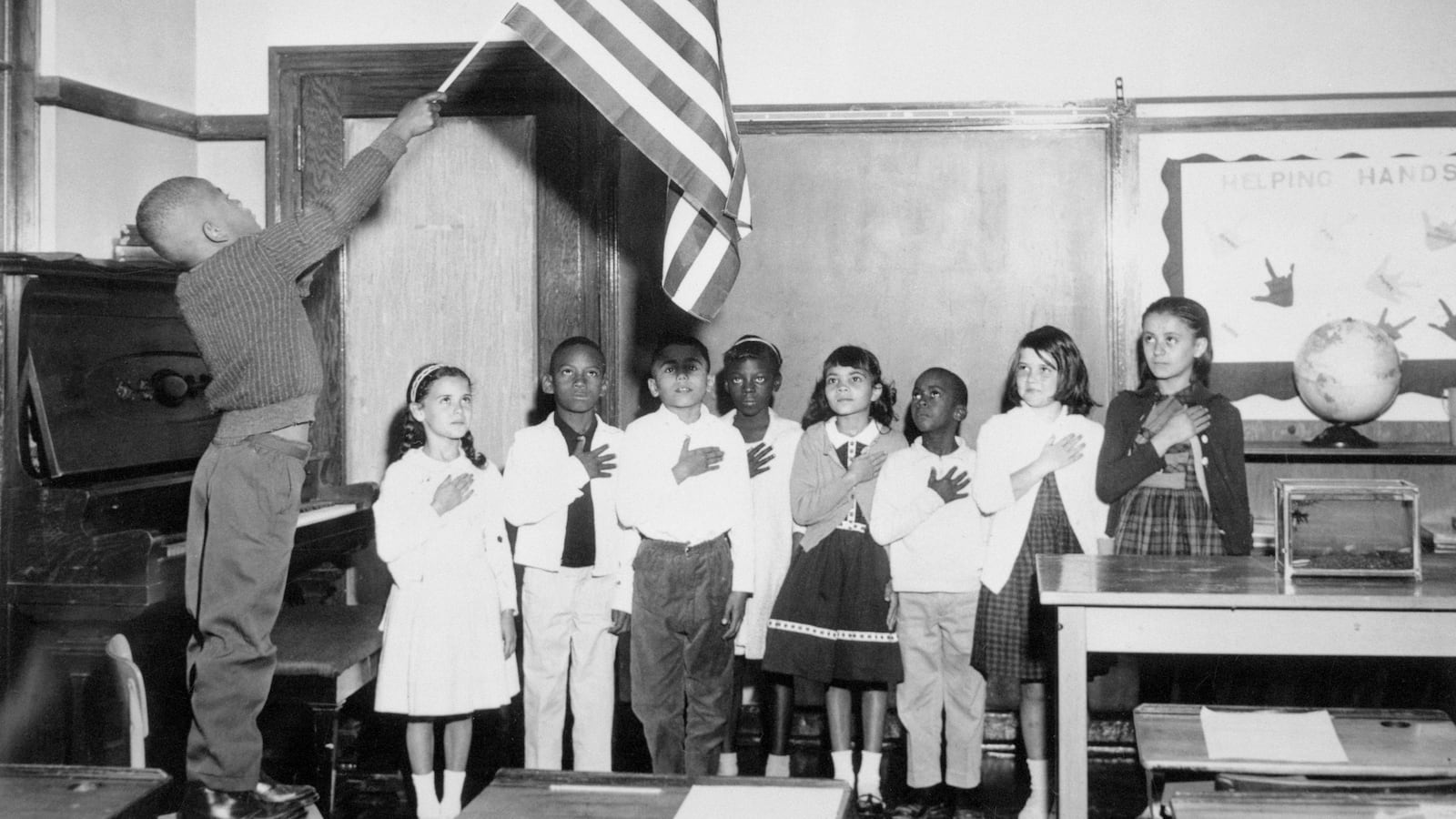 A third grade class recites the "Pledge of Allegiance" at Franklin Elementary School, which is now Franklin Fine Arts Academy, in September 1963