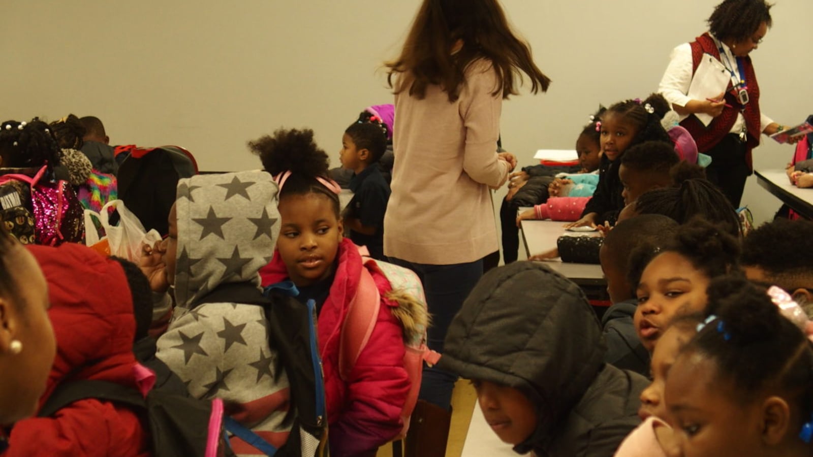 Students arrive for the start of the school day at Memphis Delta Preparatory, one of the charter schools in limbo after the school board deferred a closure vote in October 2018.