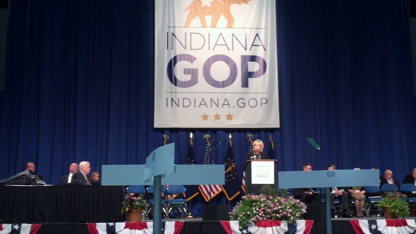 Yorktown superintendent Jennifer McCormick accepts the nomination for Indiana state superintendent at the Indiana GOP Convention.