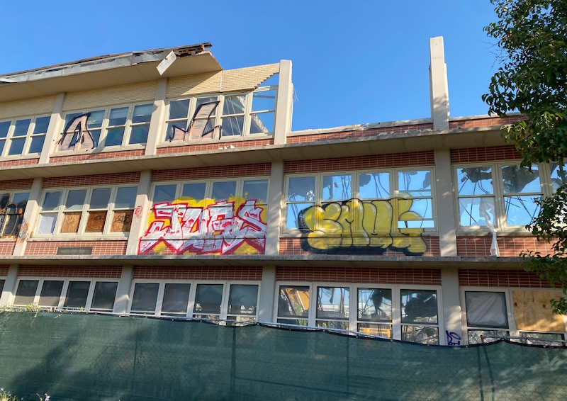 A partially demolished building