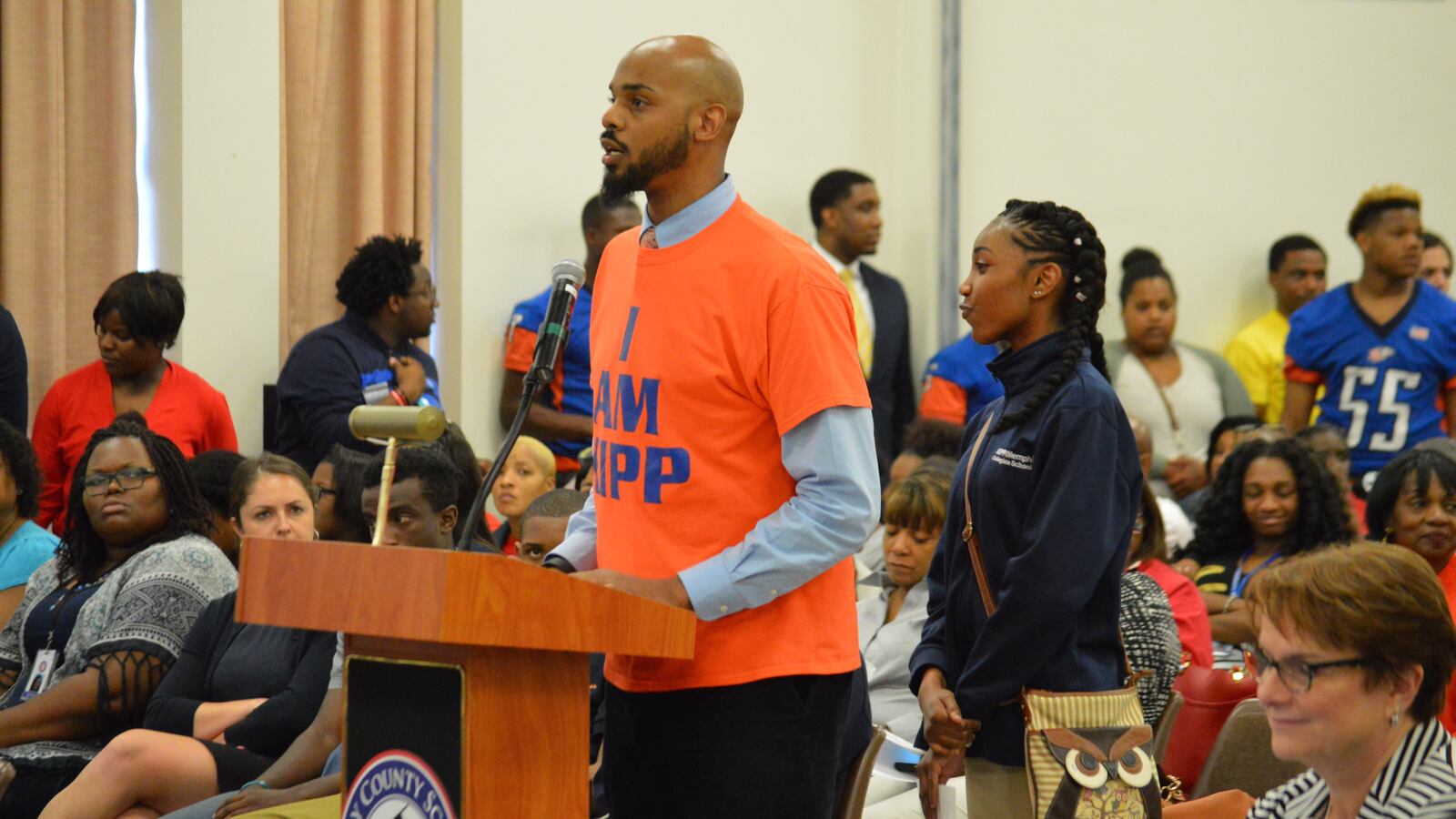 Tim Pruitt, assistant principal of KIPP Memphis Collegiate Middle School, urges members of Shelby County's school board during an April 26 meeting not to close his charter school.