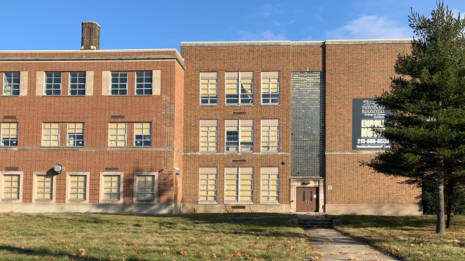 Theodore Roosevelt College & Career Academy in Gary sits empty waiting for repairs in December 2019.