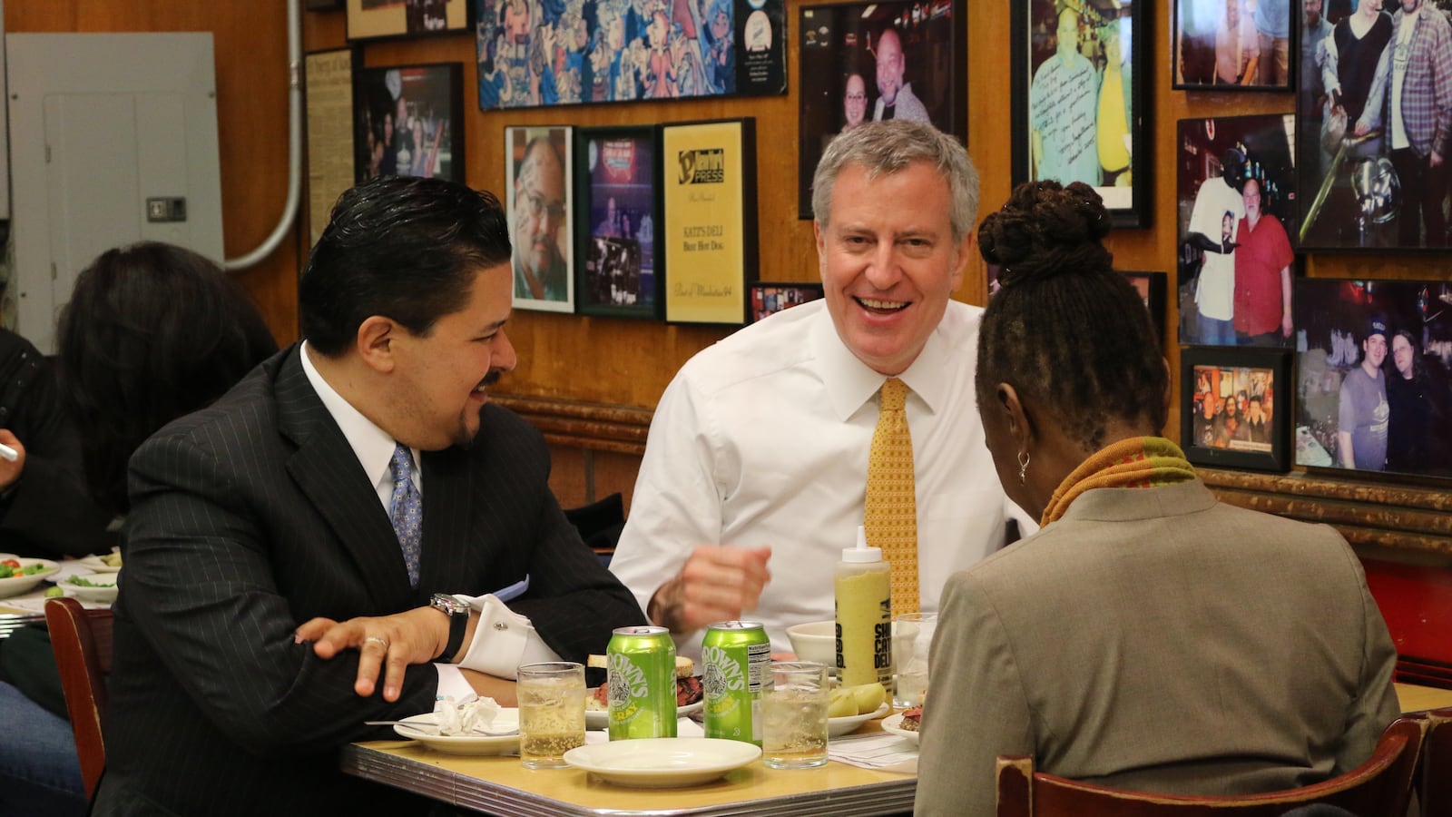 Richard Carranza joined Mayor Bill de Blasio and First Lady Chirlane McCray for lunch at Katz's Deli on his first day as chancellor.
