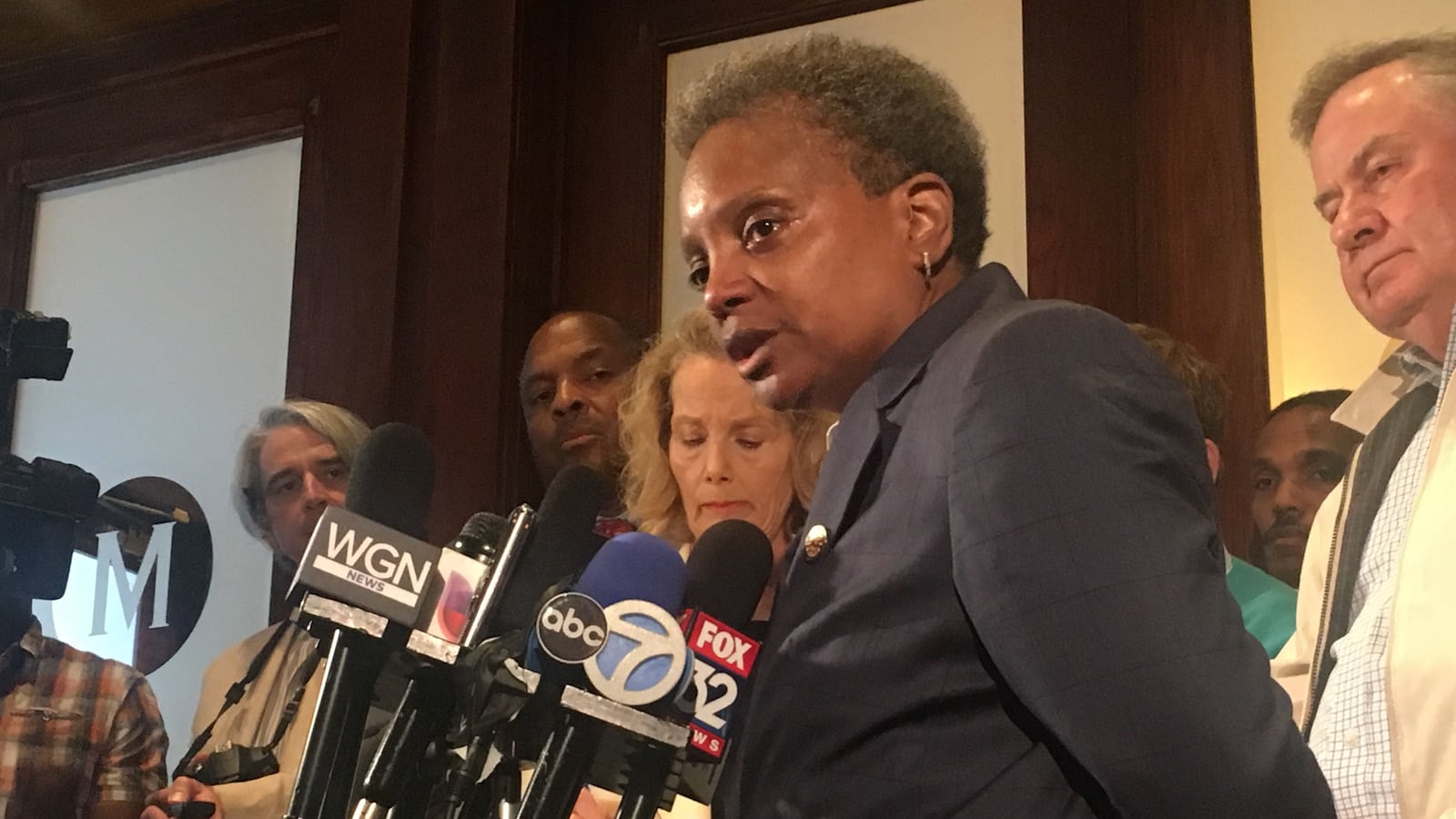 File photo of Chicago Mayor Lori Lightfoot speaking at Chicago’s City Club on May 28, 2019.