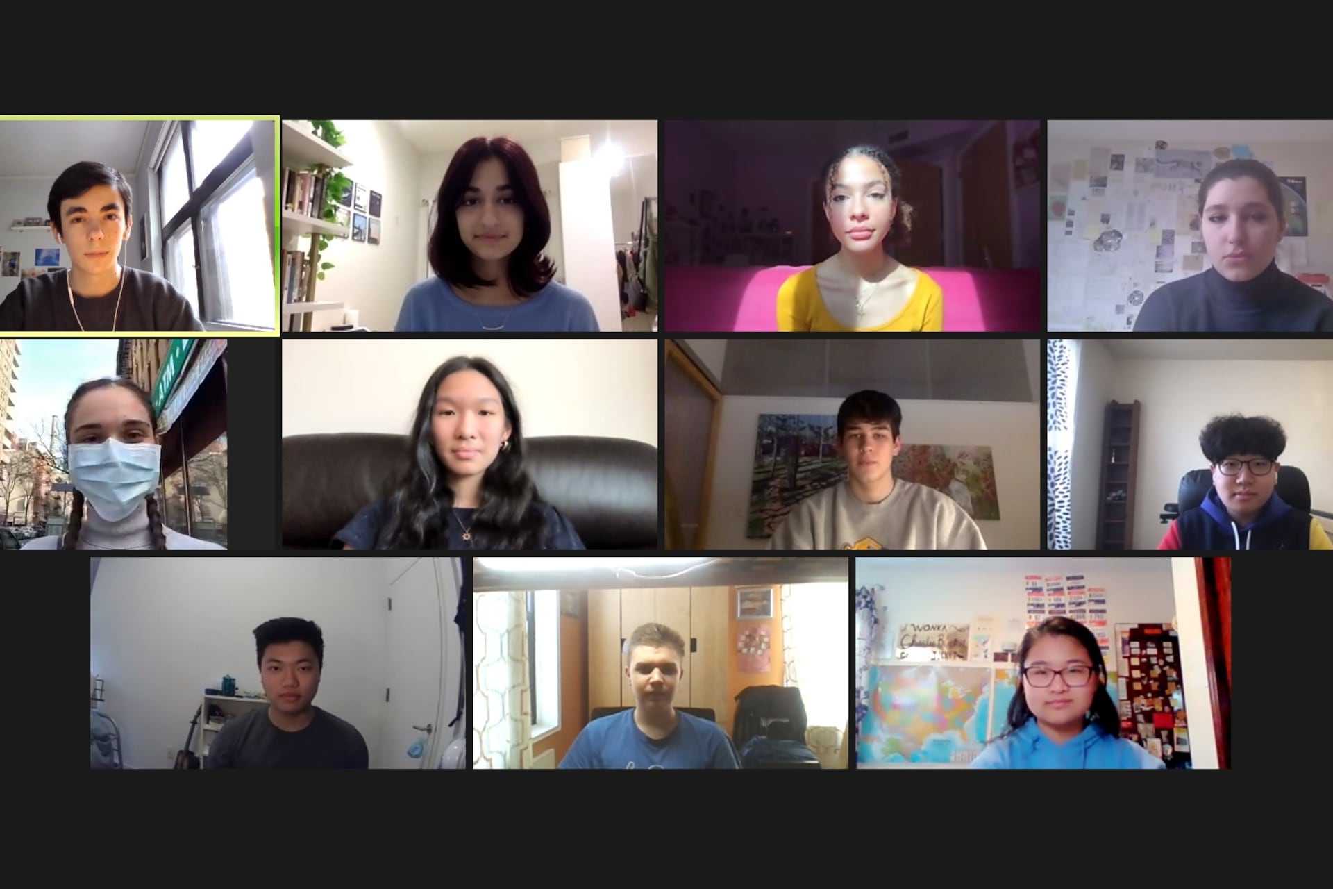 TR to BL: Julian Giordano (Senior, SU President), Shivali Korgaonkar (Junior, SU Vice President), Maria-Sarai Pridgen (Senior, SLT Representative), Ayala Sela (Senior Caucus Co-President), Katerina Corr (Senior Caucus Co-President), Cynthia Tan (Junior Caucus President), Elio Torres (Junior Caucus Vice President), Daniel Jung (Sophomore Caucus Co-President), Ryan Lee (Sophomore Caucus Co-President), Aleksey Olkhovenko (Freshman Caucus Co-President), Unique Zhang (Freshman Caucus Co-President).