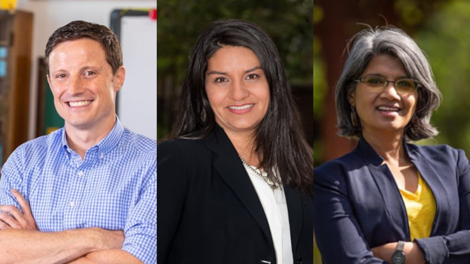 Scott Baldermann, Diana Romero Campbell, and Radhika Nath are seeking the District 1 seat on the Denver school board.