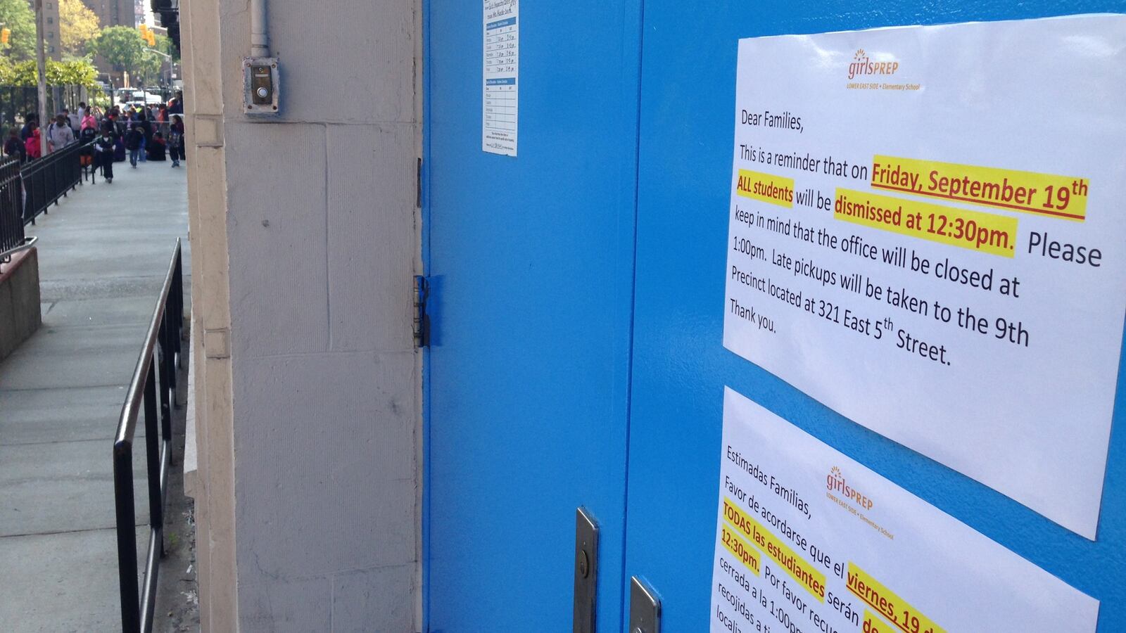 A sign at Girls Prep Charter School on Friday.