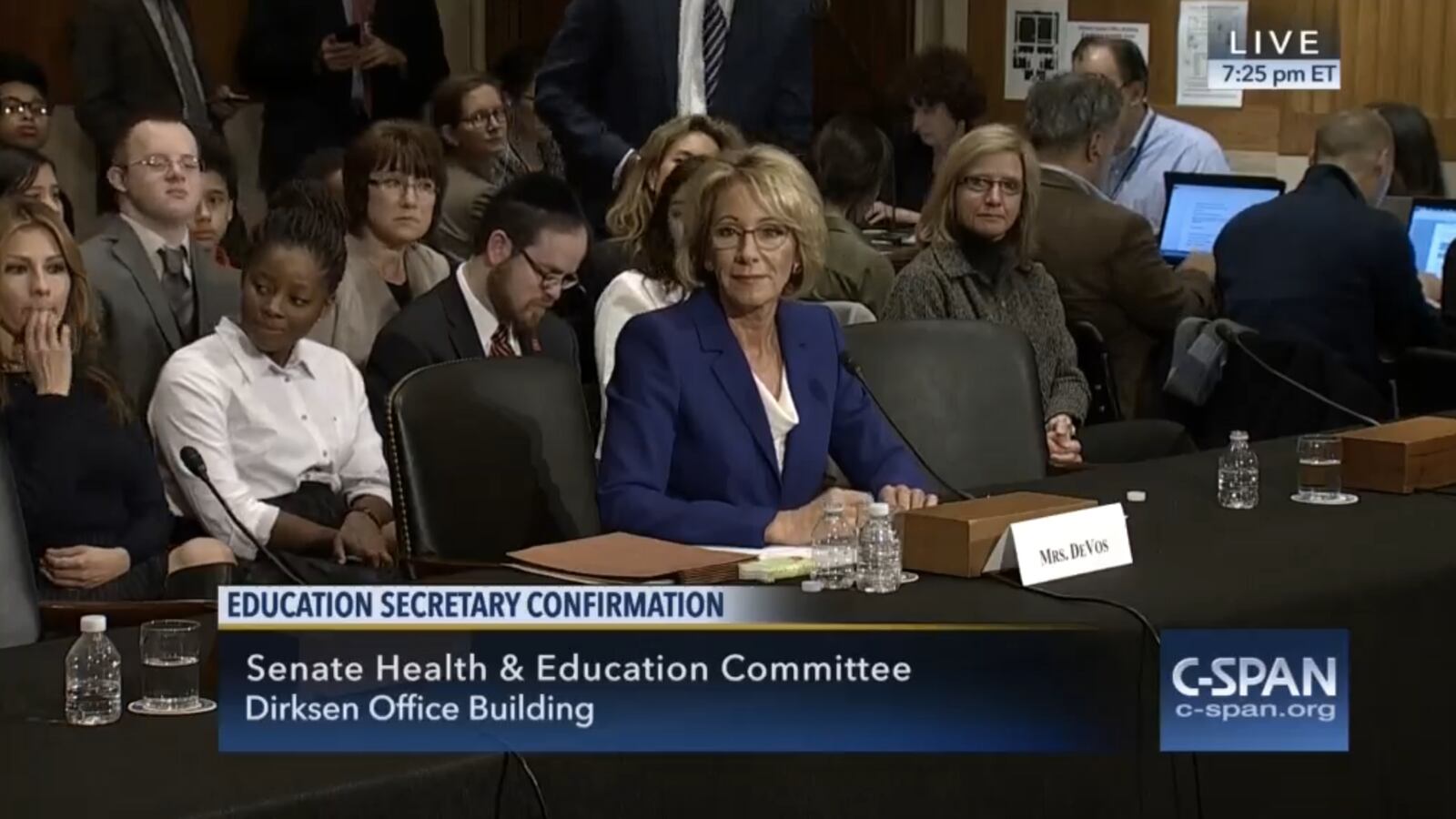 Betsy DeVos answers questions during her Jan. 17 confirmation hearing before the Senate Committee on Health, Education, Labor and Pensions.