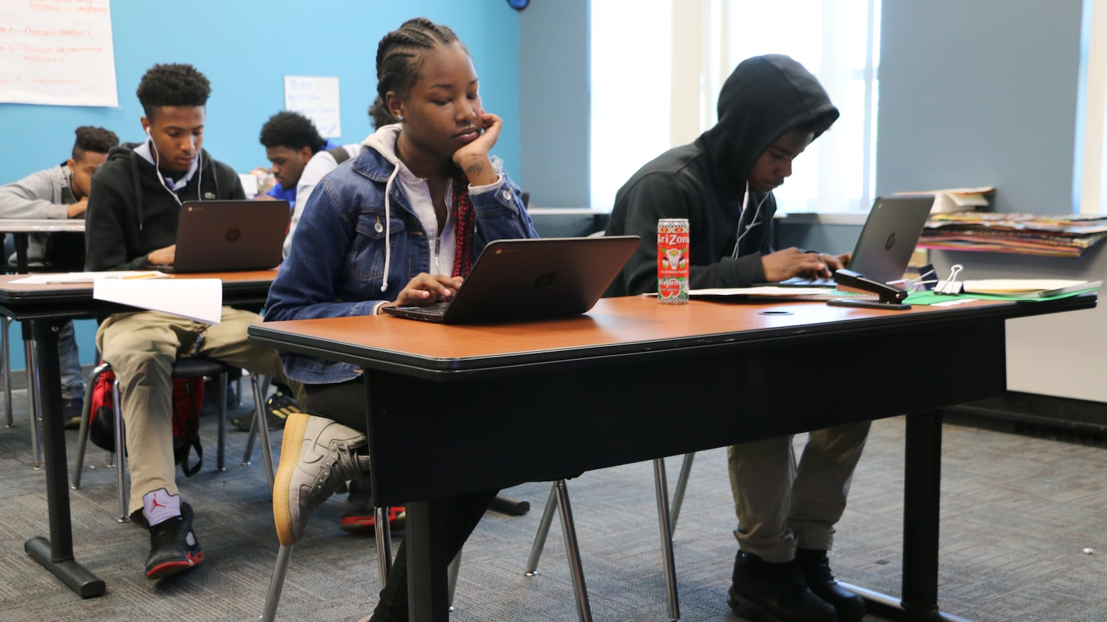 An English class at LEAD Charter School, which is designed for students who have tumbled off track.