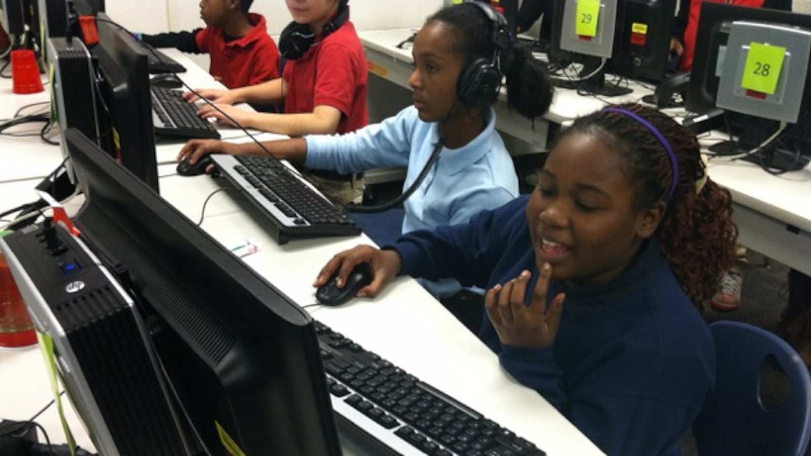 Students use computers at Key Learning Community in 2014.