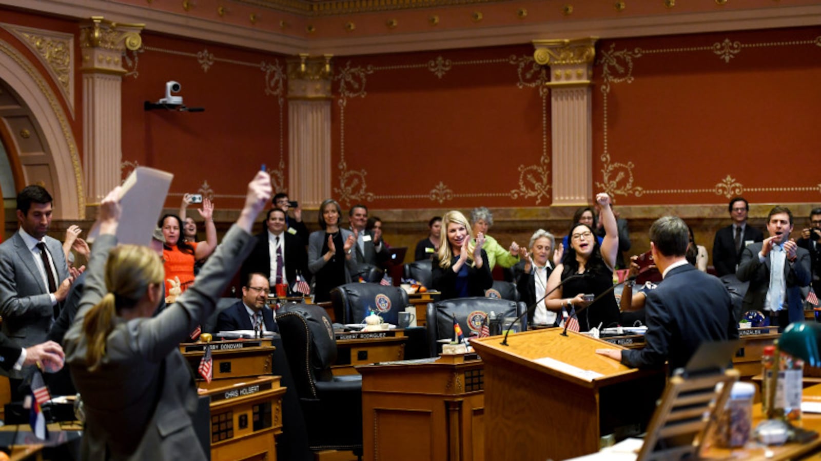 The Senate celebrates the closing of the Colorado General Assembly on the last day of the 2019 session.