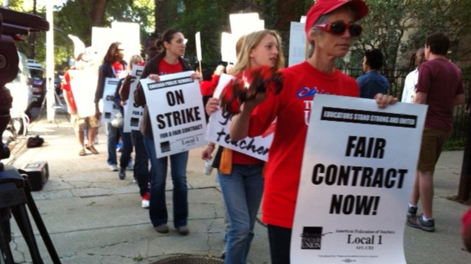 Chicago Teachers Union  members picketed in 2012 outside Ray Elementary School, the school that  then-U.S. Education Secretary Arne Duncan's children once attended.