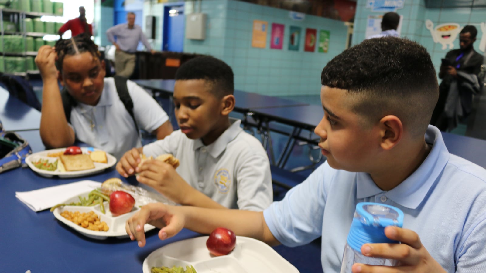 Students at P.S./I.S. 180 in Harlem have lunch on the first day of the 2018-2019 school year.