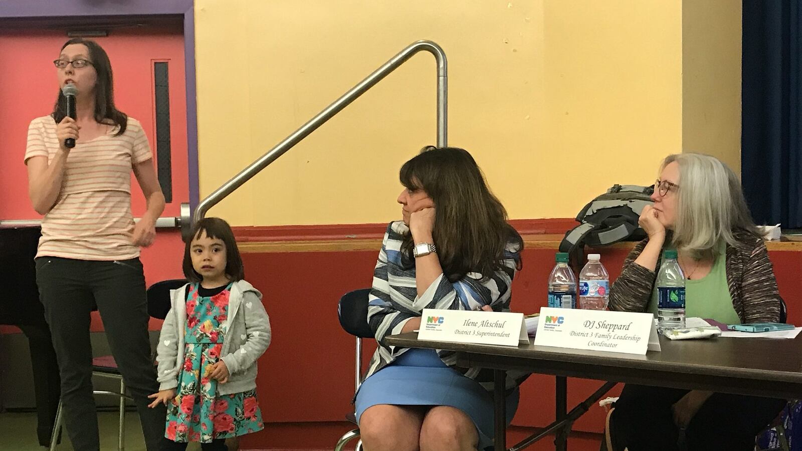 A parent spoke in favor of integration plans for Upper West Side and Harlem middle schools at a Tuesday Community Education Council meeting.