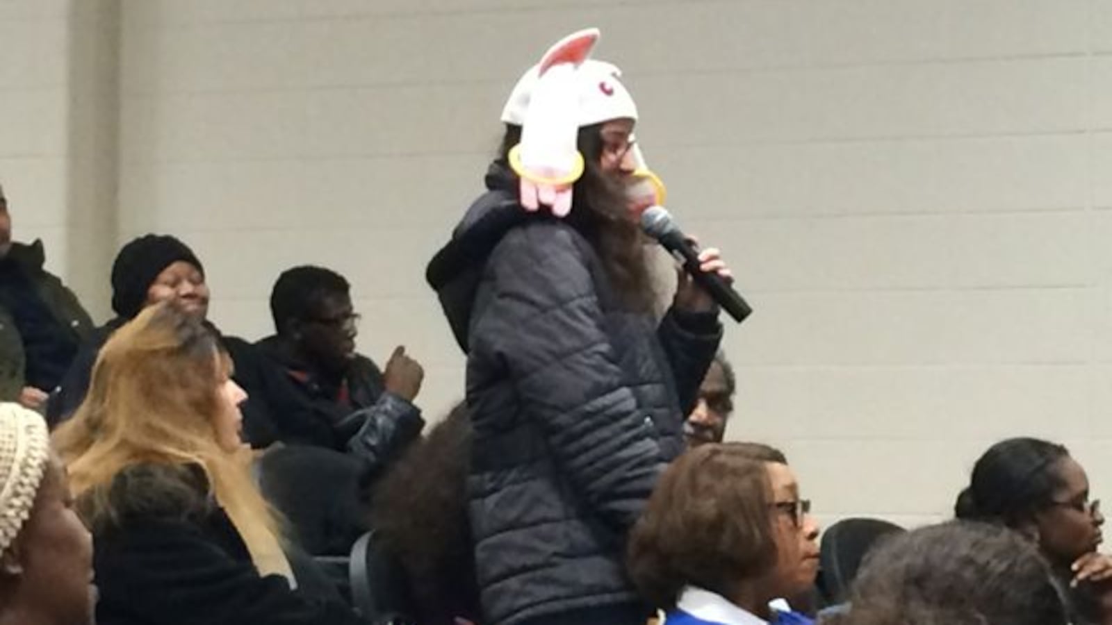 An Arlington High School student speaks at a public meeting hosted by IPS to discuss the future of the school that is being transitioned from state takeover.