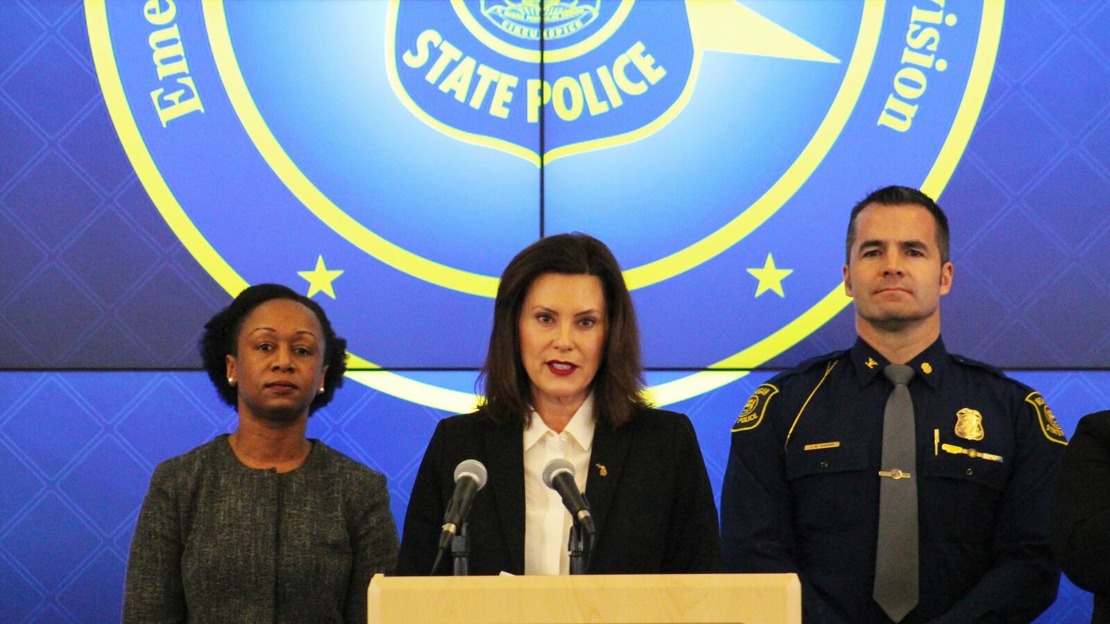Michigan Gov. Gretchen Whitmer speaks Sunday during a press conference.