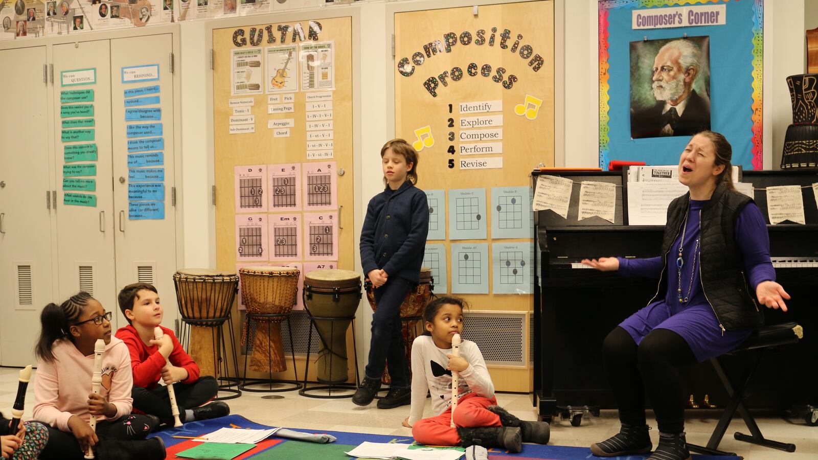 Chancellor Carmen Fariña visited this music class at Manhattan's P.S. 51 on Monday.