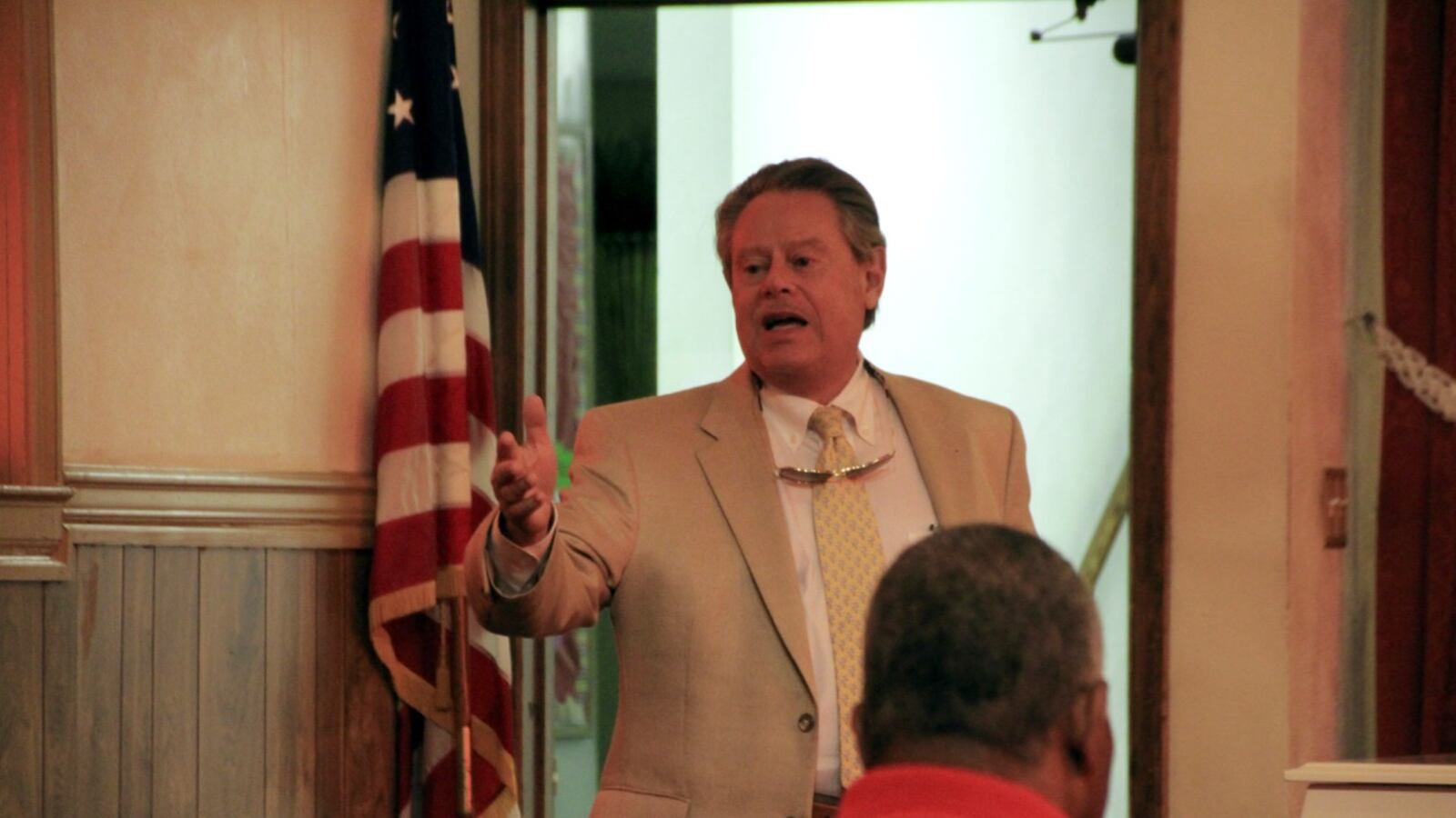 Attorney Bruce S. Kramer outlines legal options to supporters of Carver High School, which was shuttered this summer by Shelby County's school board.