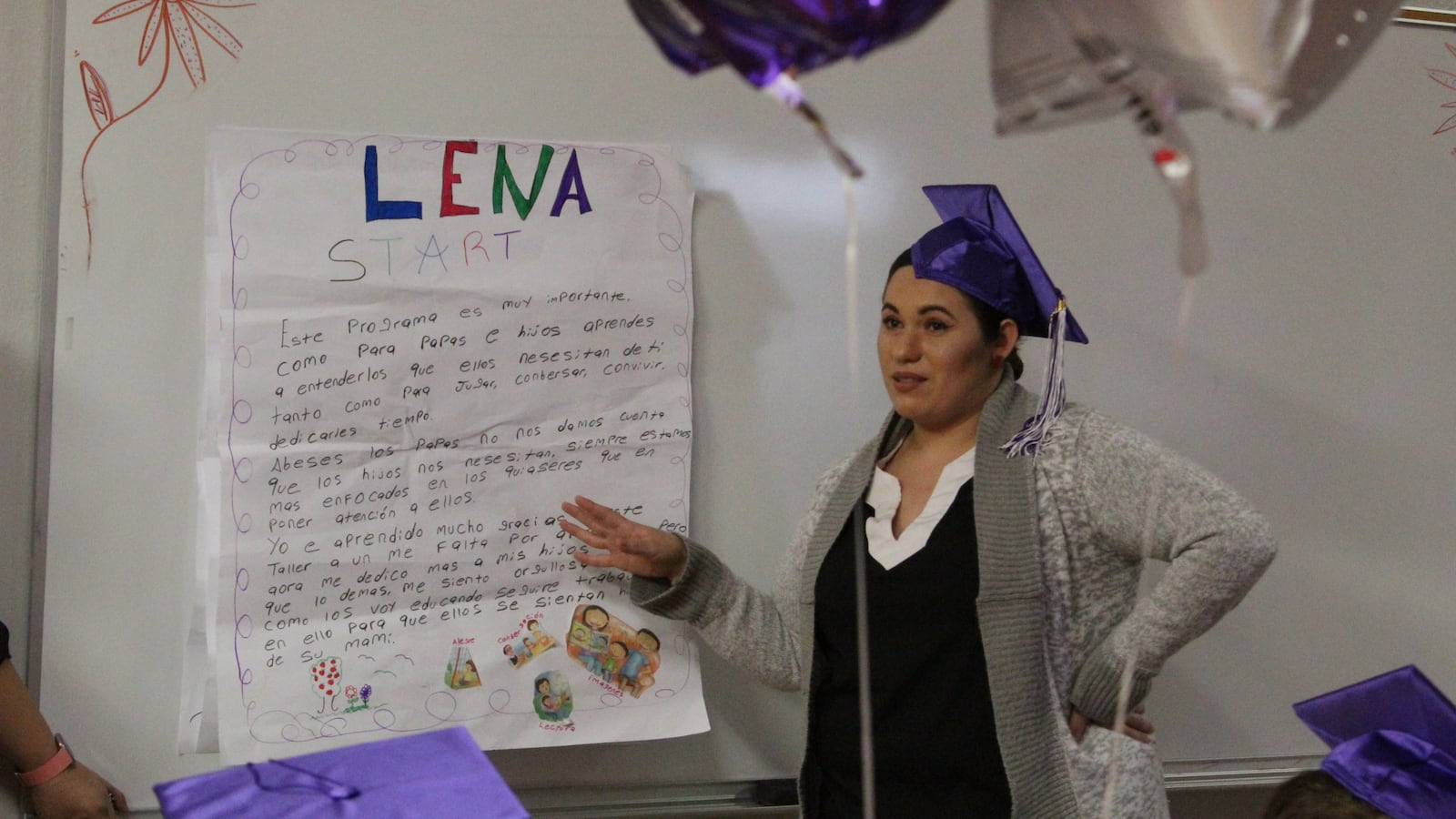 Yuliana Moreno told parents at her LENA Start graduation on Tuesday that her children have become more talkative because of the program.