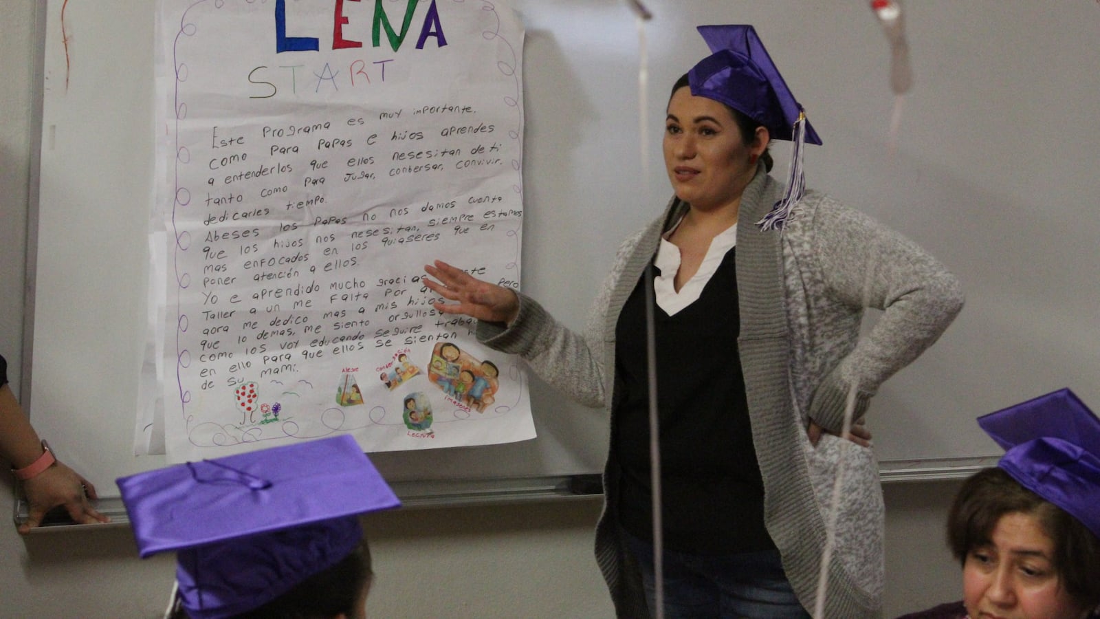 Yuliana Moreno told parents at her LENA Start graduation on Tuesday that her children have become more talkative because of the program.