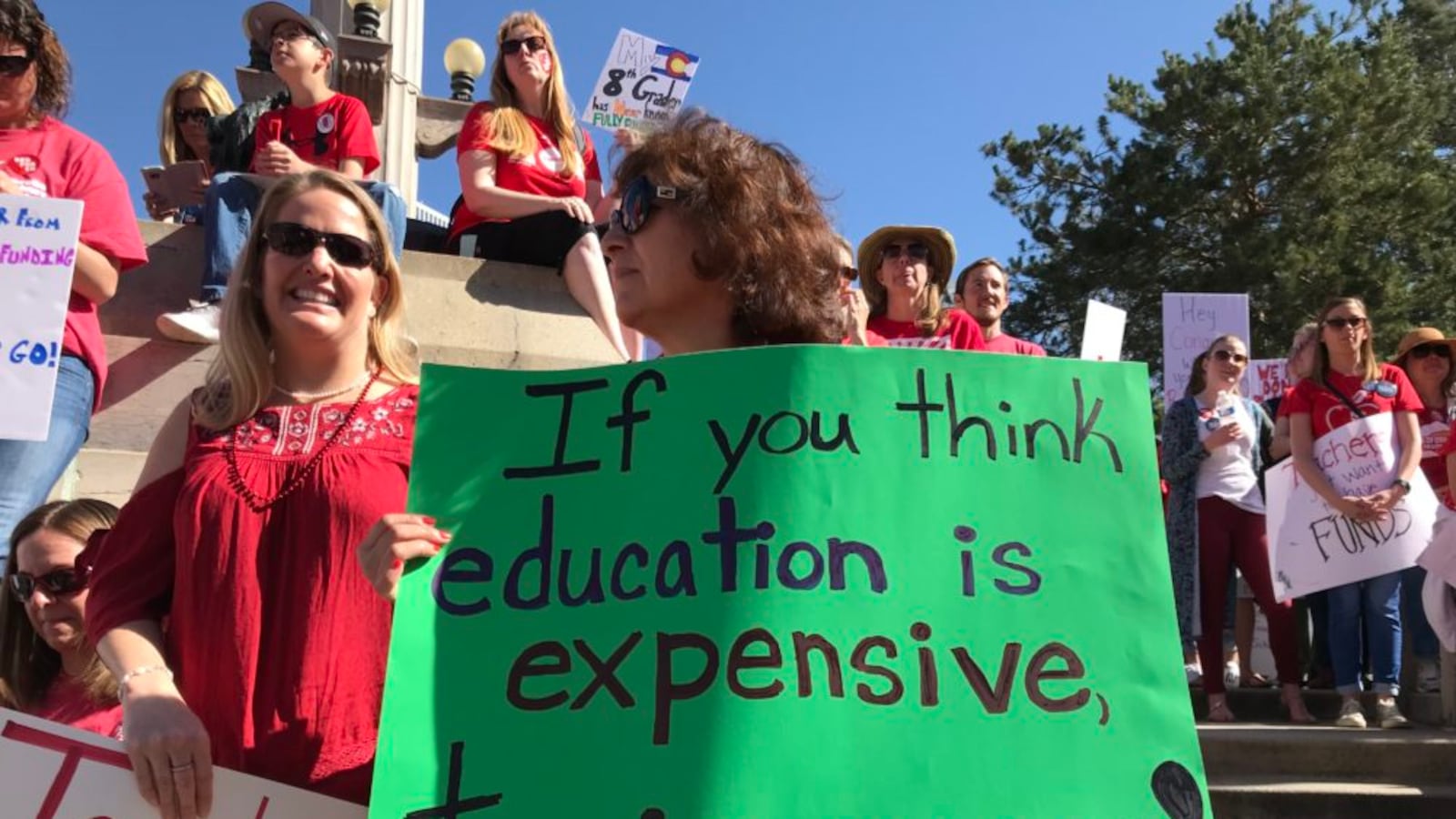 Colorado teachers rally at the Capitol for more education funding. (Melanie Asmar/Chalkbeat)