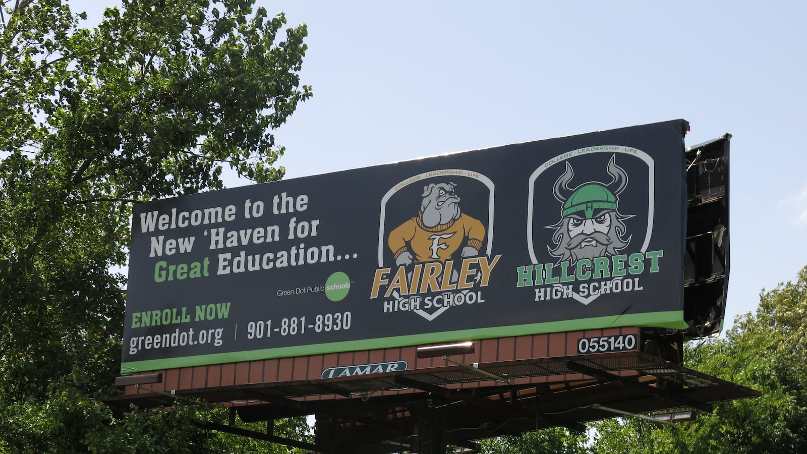 Green Dot Public Schools paid for a billboard along a major Memphis thoroughfare to share information about the charter operator's schools.