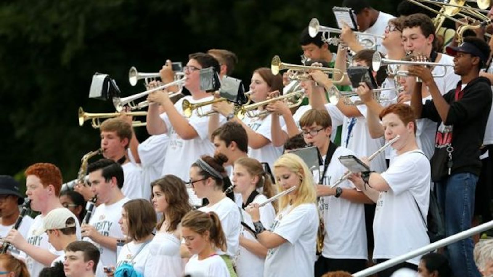 The Briarcrest High School band at a 2016 football game against St. George's.
