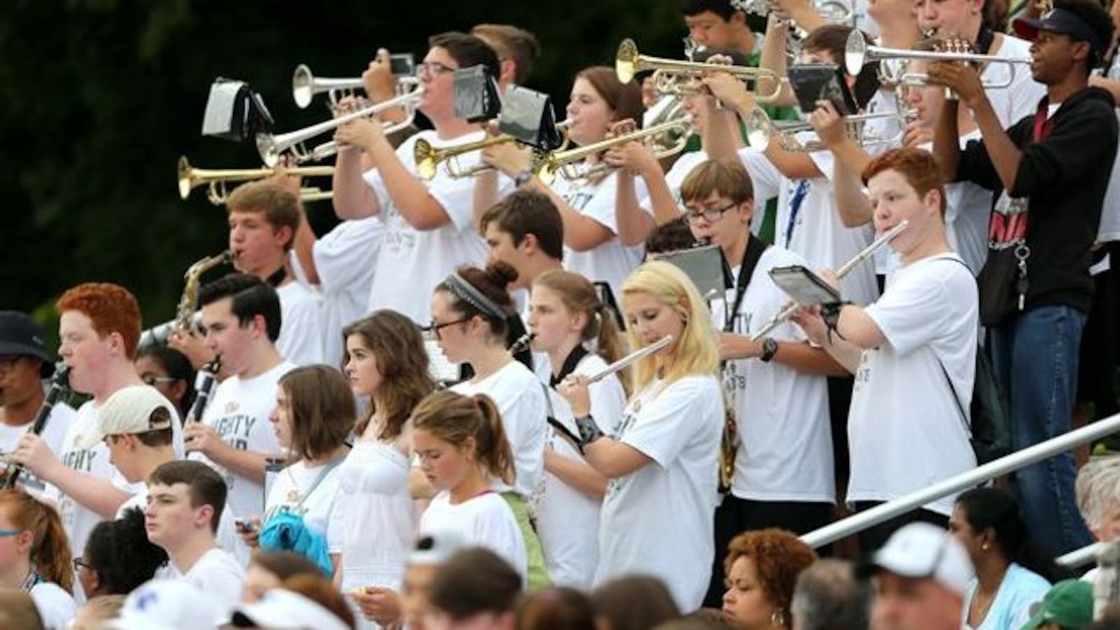 The Briarcrest High School band at a 2016 football game against St. George's.